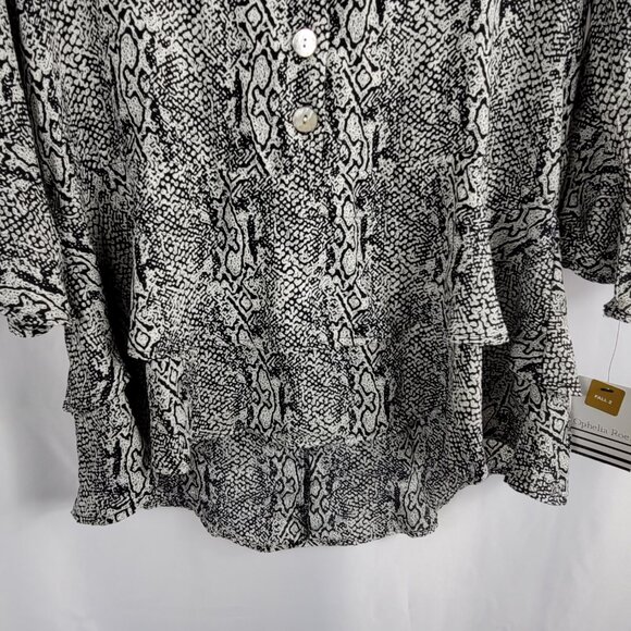 Ophelia Roe Black & Ivory Abstract Print Blouse Women's Size Small NEW - Picture 6 of 14